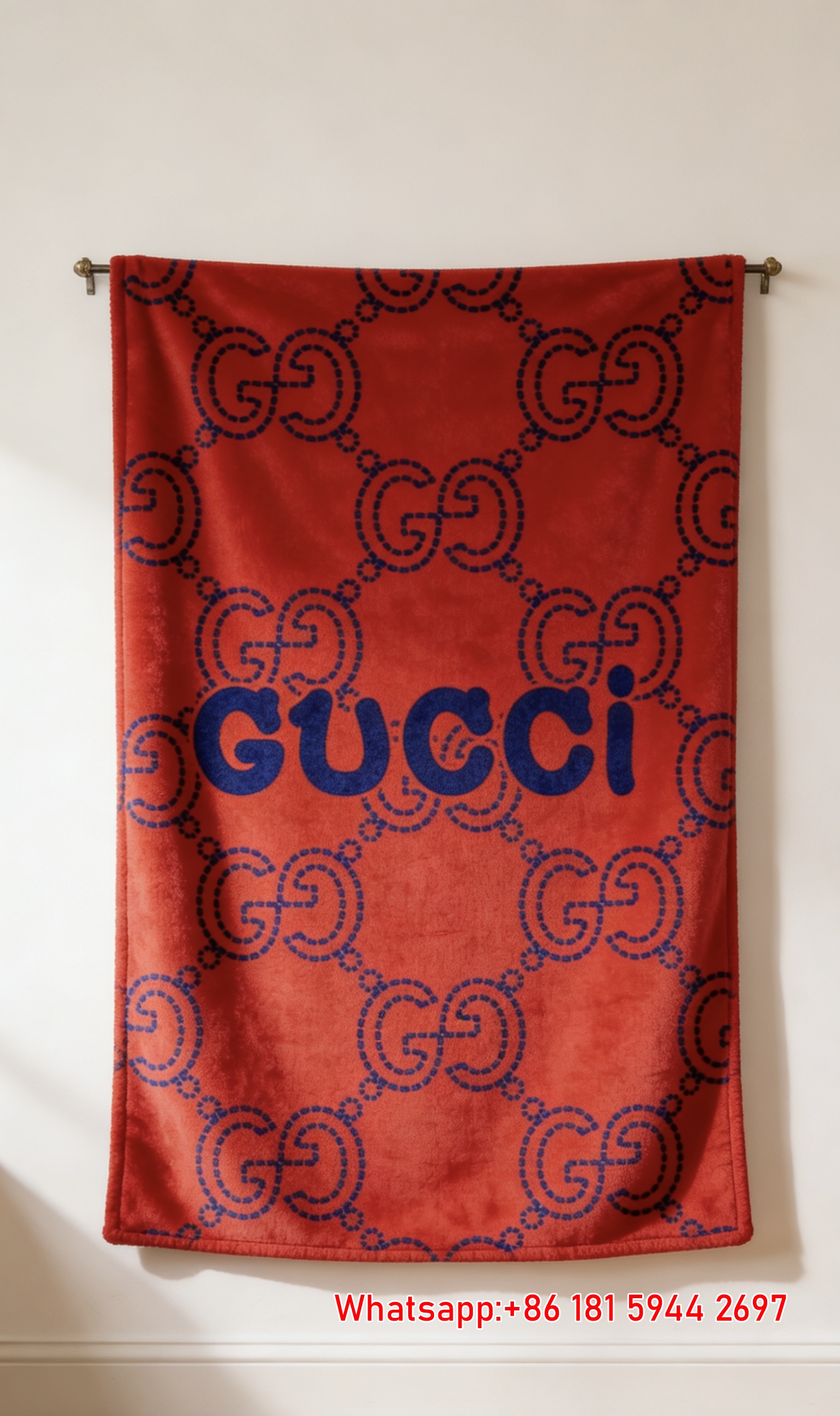 Vintage Red & Blue GG Monogram Flannel Blanket throw blanket IMG_2651
